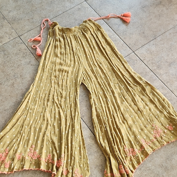 Free People Pants - NWOT...FYree People Bohemian Olive Green Wide-Leg Pants